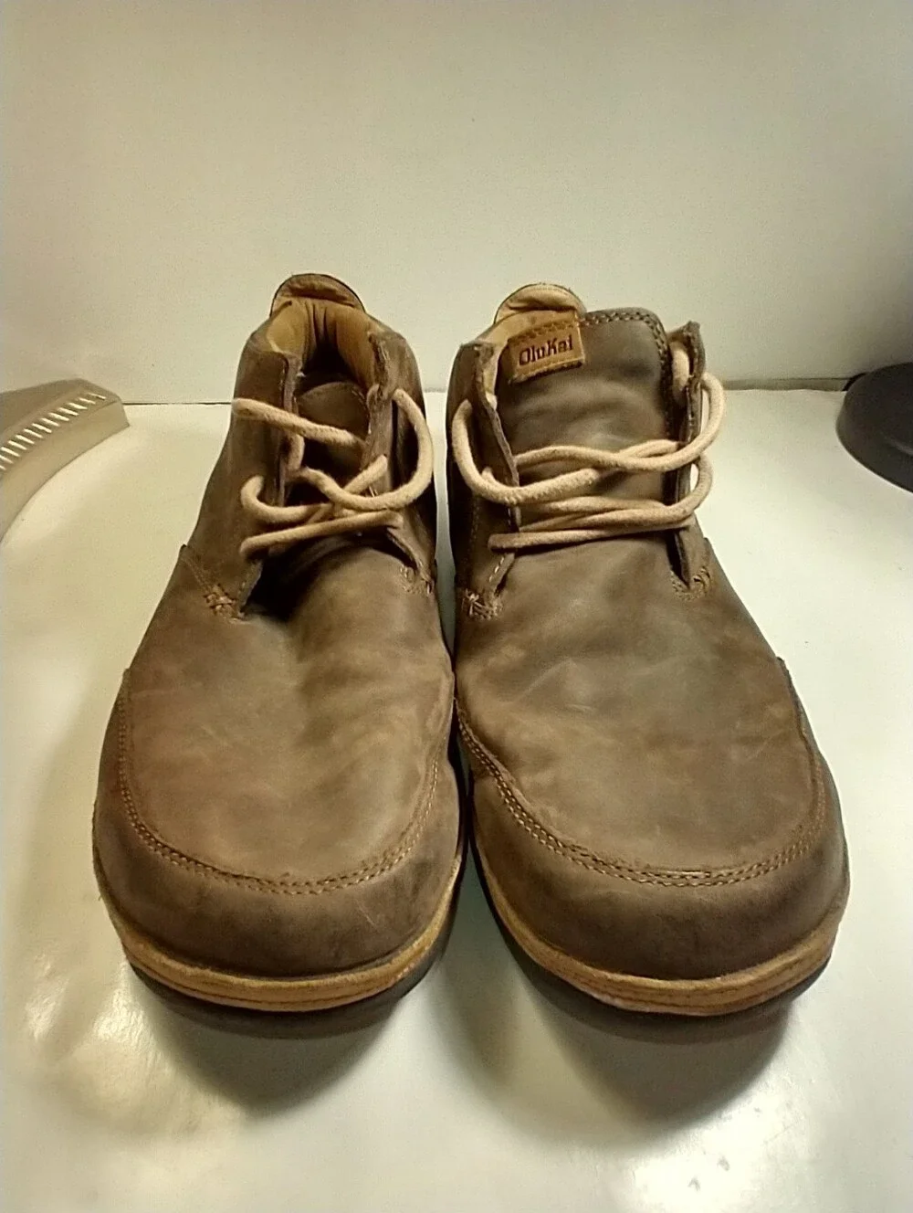 OluKai Kamuela Brown Leather Ankle Chukka Boots Men's sz 13.